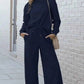 Double Take Textured Loungewear Set - Full Size Long Sleeve Top and Drawstring Pants - MegaSuperStar