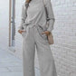 Double Take Textured Loungewear Set - Full Size Long Sleeve Top and Drawstring Pants - MegaSuperStar