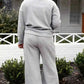 Double Take Textured Loungewear Set - Full Size Long Sleeve Top and Drawstring Pants - MegaSuperStar