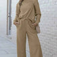 Double Take Textured Loungewear Set - Full Size Long Sleeve Top and Drawstring Pants - MegaSuperStar