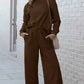 Double Take Textured Loungewear Set - Full Size Long Sleeve Top and Drawstring Pants - MegaSuperStar