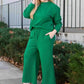 Double Take Textured Loungewear Set - Full Size Long Sleeve Top and Drawstring Pants - MegaSuperStar