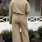 Double Take Textured Loungewear Set - Full Size Long Sleeve Top and Drawstring Pants - MegaSuperStar