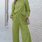 Double Take Textured Loungewear Set - Full Size Long Sleeve Top and Drawstring Pants - MegaSuperStar