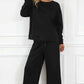 Double Take Textured Loungewear Set - Full Size Long Sleeve Top and Drawstring Pants - MegaSuperStar