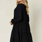Double Take V - Neck Balloon Sleeve Dress with Pockets - Full Size Tiered Design - MegaSuperStar