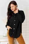 💕 Double Take Waffle-Knit Collared Shirt with Dropped Shoulders – Chic Comfort by MegaSuperStar 💕 thumbnail