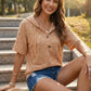 Drawstring Short Sleeve Hooded Top - MegaSuperStar