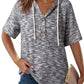 Drawstring Short Sleeve Hooded Top - MegaSuperStar