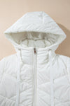 Drawstring Zip Up Long Sleeve Hooded Winter Coat thumbnail