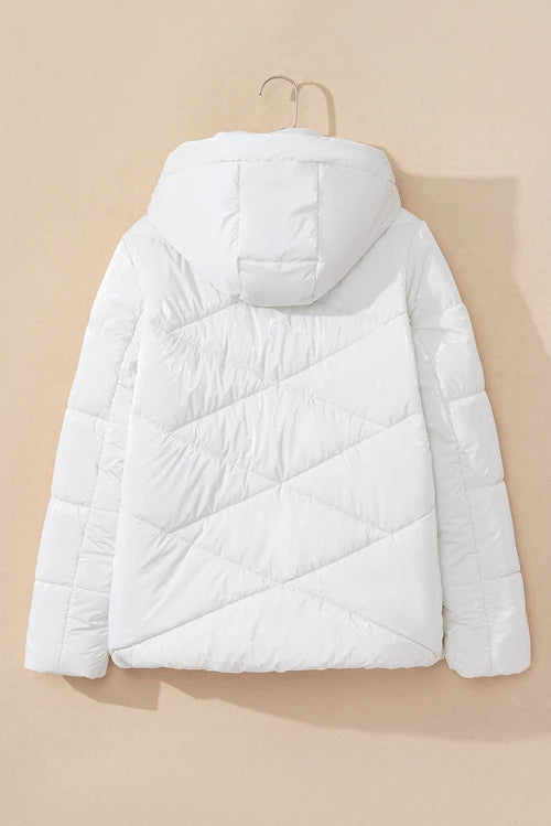 Customer styling Drawstring Zip Up Long Sleeve Hooded Winter Coat