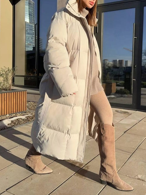 Customer styling Longline Padded Winter Coat with Belted