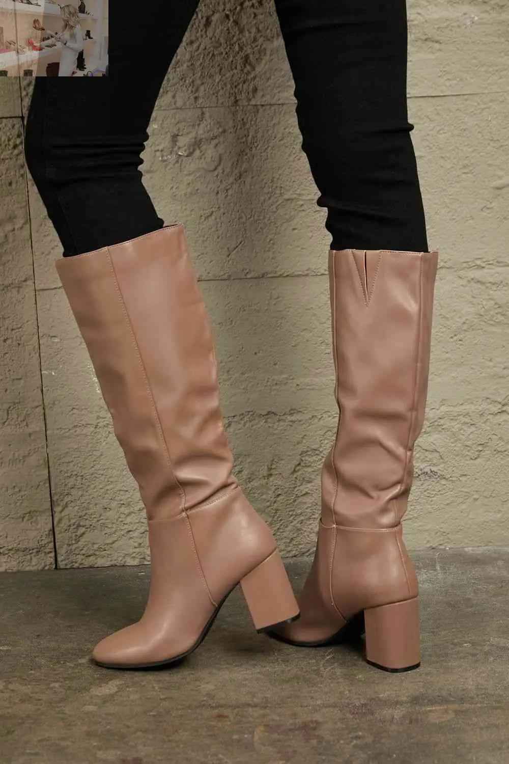 East Lion Corp Block Heel Knee High Boots for Chic Comfort and Style - MegaSuperStar