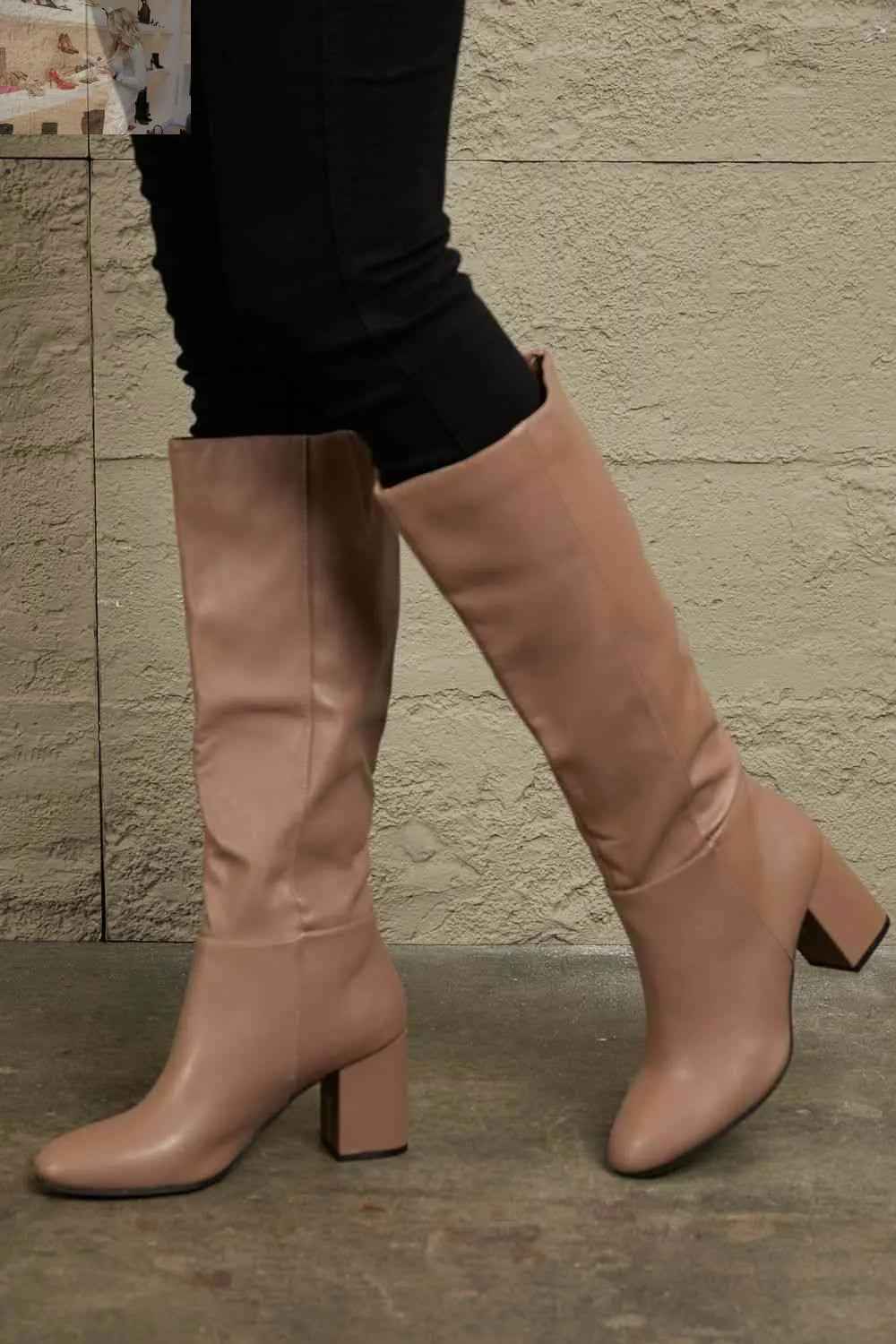 East Lion Corp Block Heel Knee High Boots for Chic Comfort and Style - MegaSuperStar