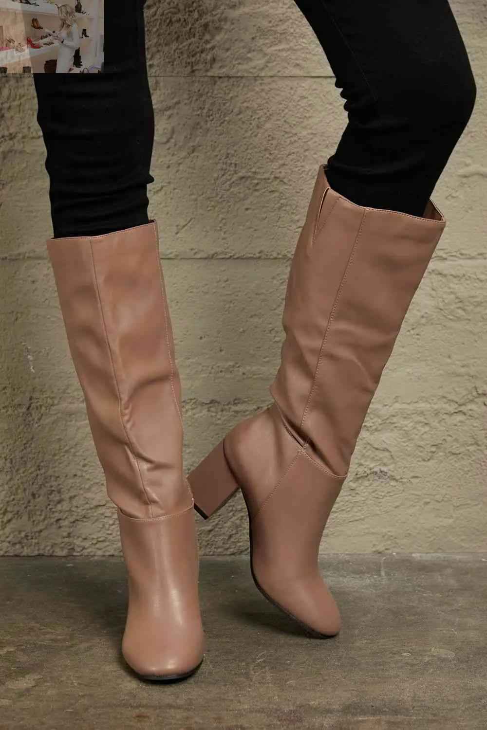 East Lion Corp Block Heel Knee High Boots for Chic Comfort and Style - MegaSuperStar