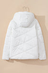 Drawstring Zip Up Long Sleeve Hooded Winter Coat thumbnail