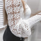 Elegant Lace Detail Long Sleeve Button Down Shirt - MegaSuperStar