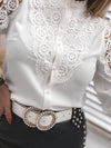 ✨ Elegant Lace Detail Button Down Shirt with Long Sleeves ✨ thumbnail