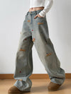 🌸 Embroidered Wide Leg Jeans - Artistic Flair 🌸 thumbnail