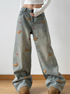 🌸 Embroidered Wide Leg Jeans - Artistic Flair 🌸 thumbnail