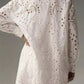 Eyelet Button Up Longline Shirt - MegaSuperStar