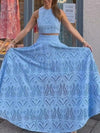 ✨ Eyelet Lace Top Maxi Skirt Set for Effortless Elegance 🌸 thumbnail