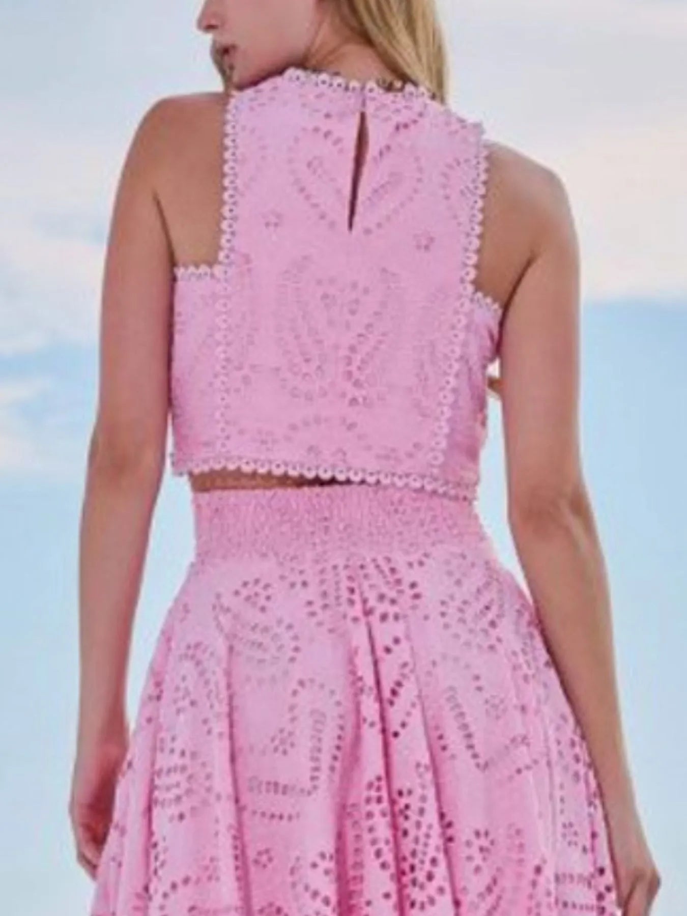 ✨ Eyelet Lace Top Maxi Skirt Set for Effortless Elegance 🌸 - MegaSuperStar