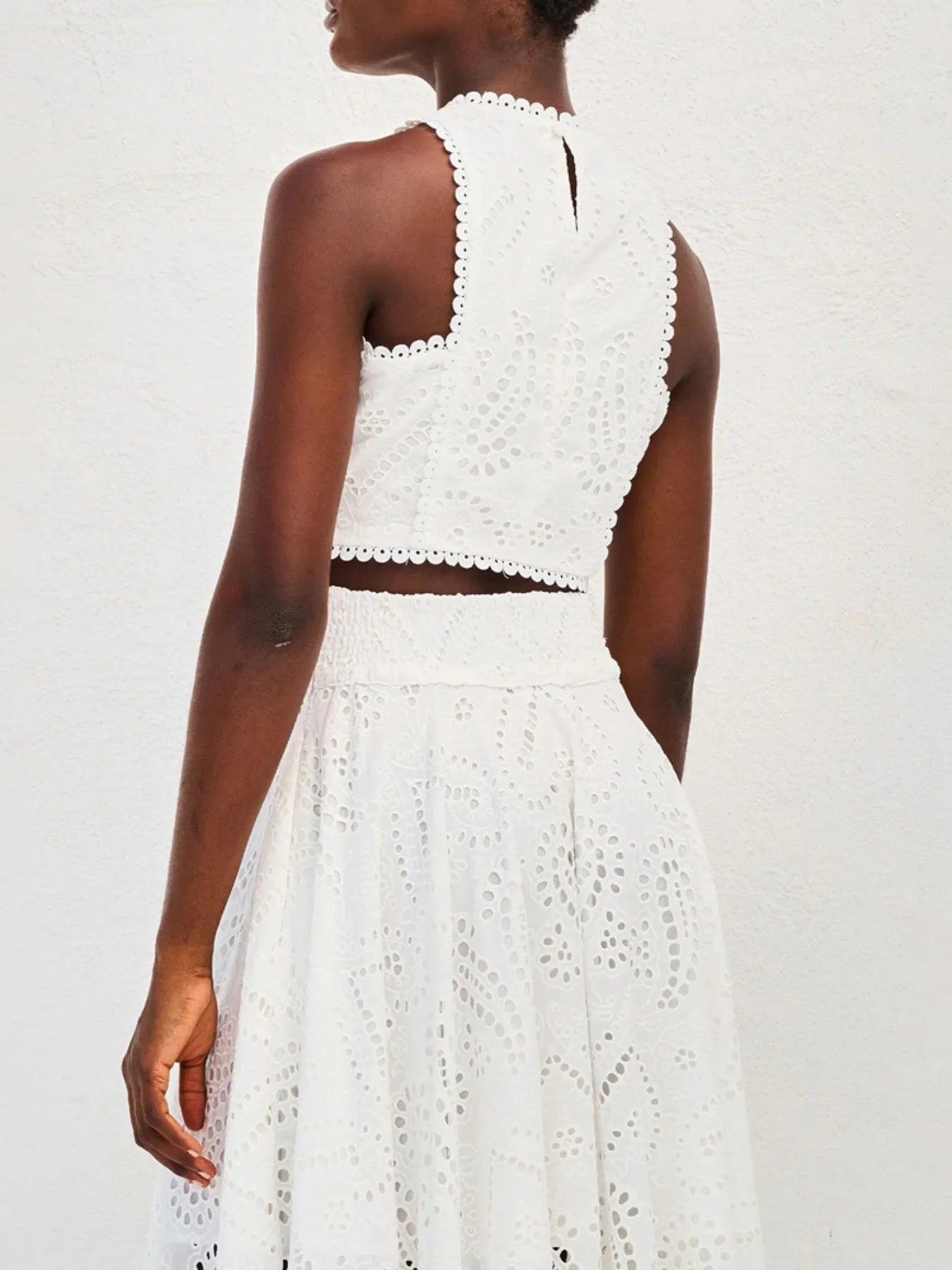 ✨ Eyelet Lace Top Maxi Skirt Set for Effortless Elegance 🌸 - MegaSuperStar