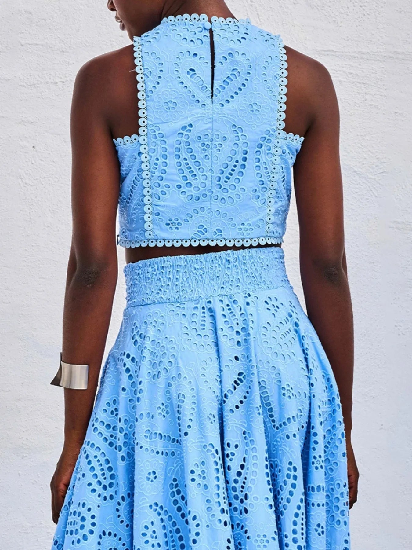 ✨ Eyelet Lace Top Maxi Skirt Set for Effortless Elegance 🌸 - MegaSuperStar
