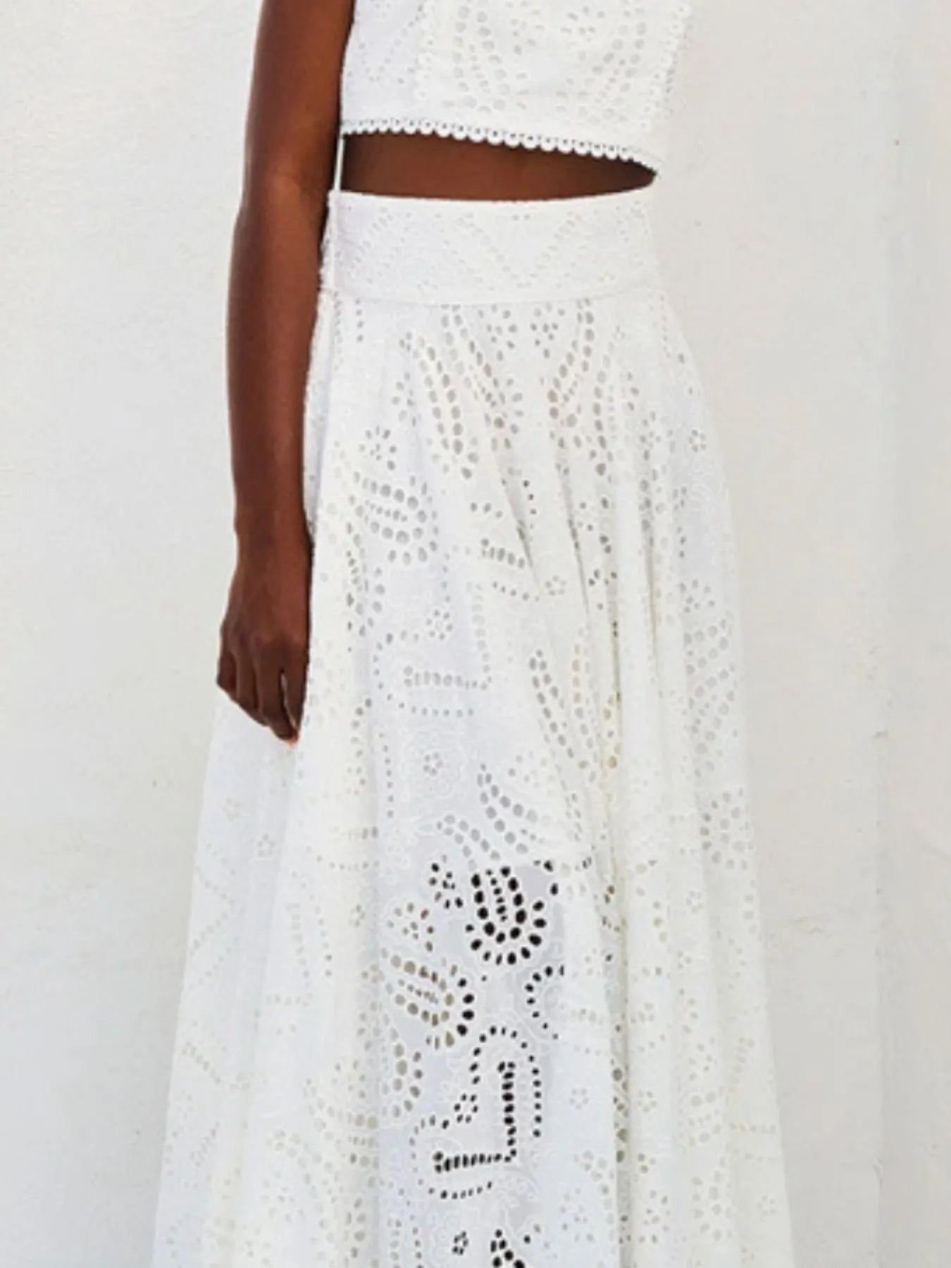 ✨ Eyelet Lace Top Maxi Skirt Set for Effortless Elegance 🌸 - MegaSuperStar