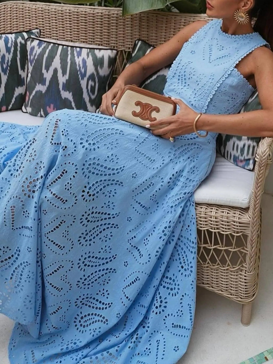 Eyelet Lace Top & Maxi Skirt Set
