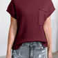 Ribbed Mock Neck Short Sleeve Knit Top