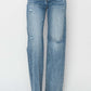 RISEN Full Size High Waist Distressed Wide Leg Jeans