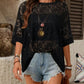 Floral Lace Sheer Round Neck Top - MegaSuperStar