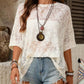 Floral Lace Sheer Round Neck Top - MegaSuperStar