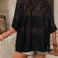Floral Lace Sheer Round Neck Top - MegaSuperStar