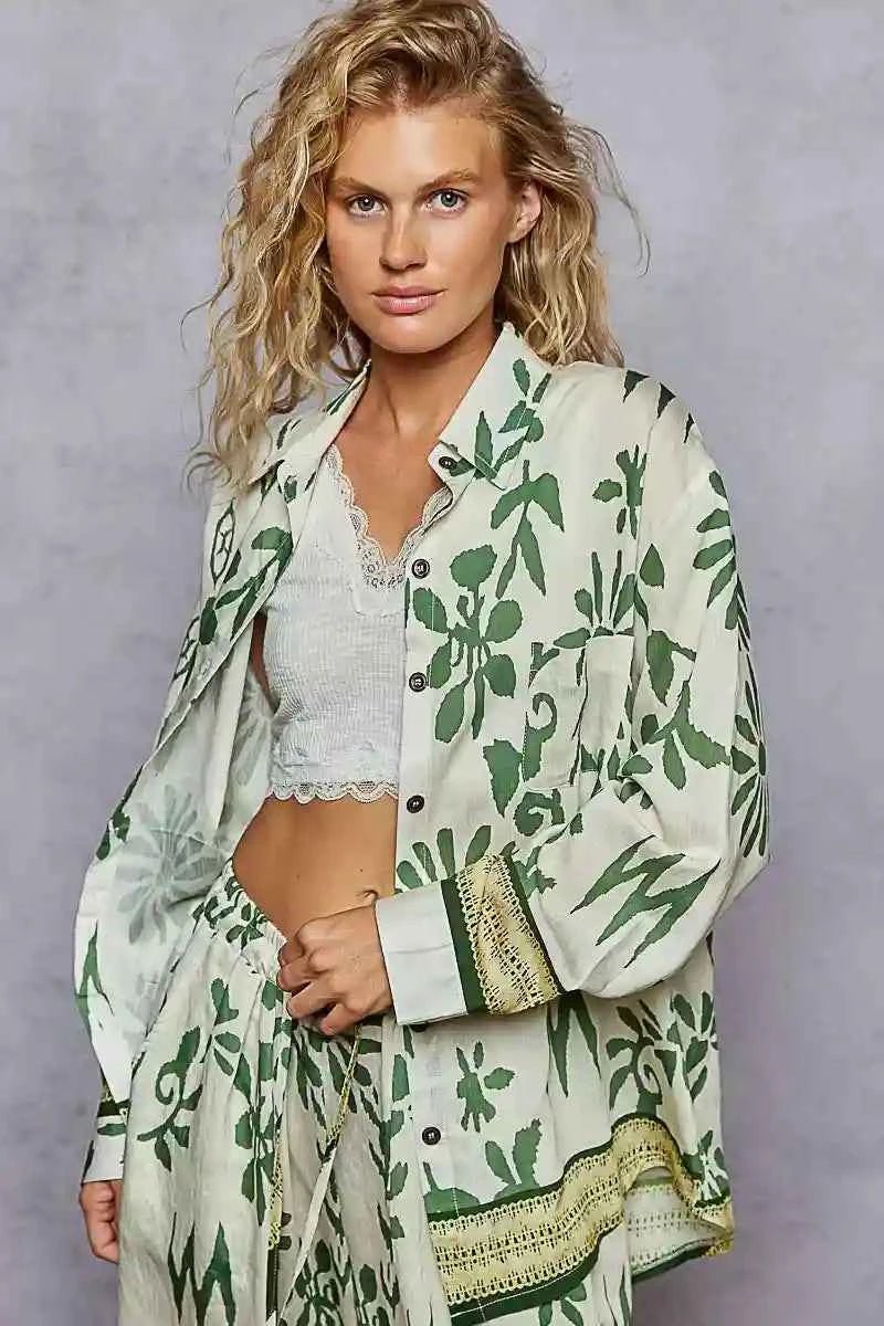 Floral Long Sleeve Button Down Shirt – Effortless Style by MegaSuperStar - MegaSuperStar