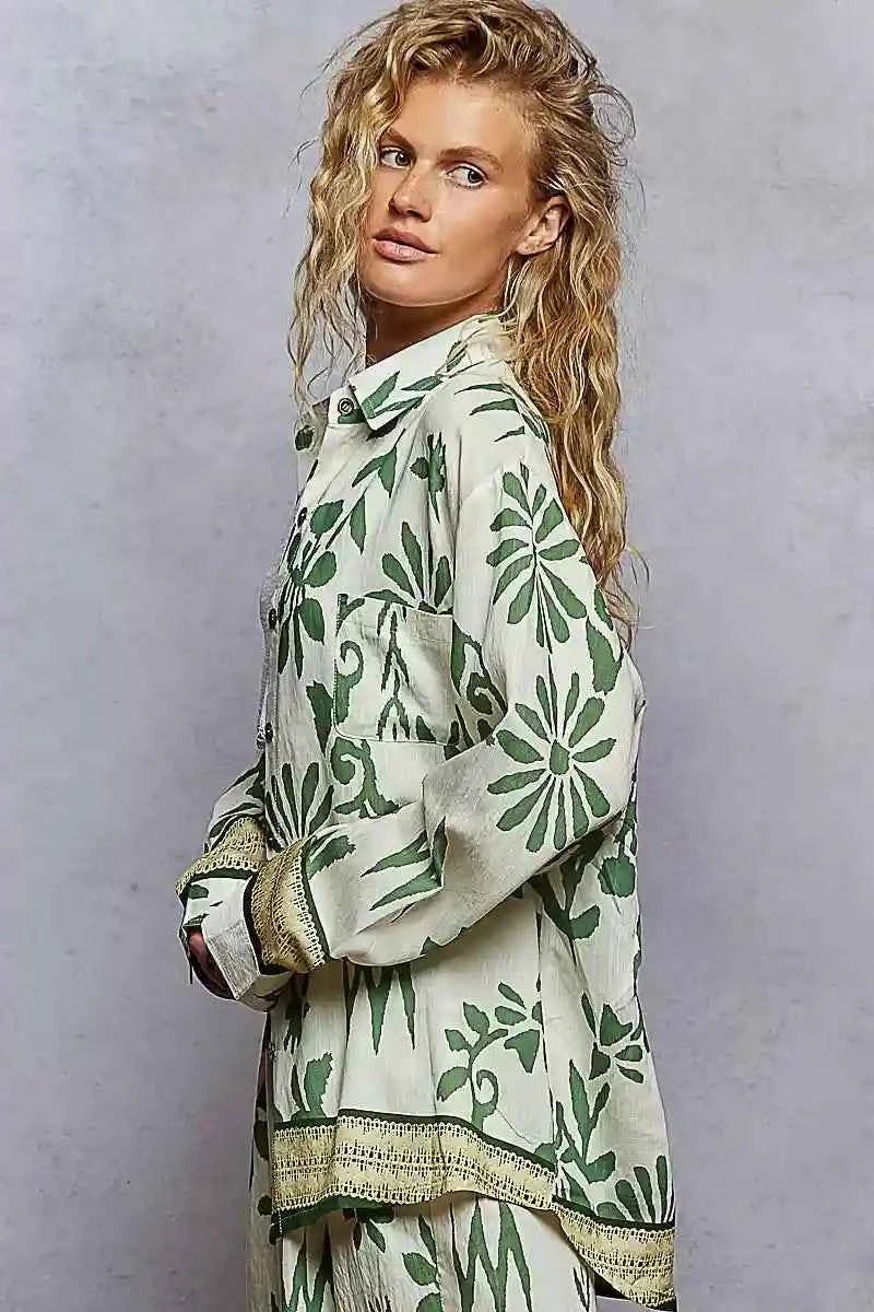 Floral Long Sleeve Button Down Shirt – Effortless Style by MegaSuperStar - MegaSuperStar