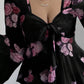 Floral Print Blouse with Tie Front and Flare Sleeves - MegaSuperStar