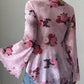 Floral Print Blouse with Tie Front and Flare Sleeves - MegaSuperStar