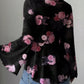 Floral Print Blouse with Tie Front and Flare Sleeves - MegaSuperStar