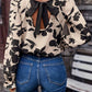 Floral Print Bow Back Blouse - MegaSuperStar