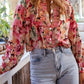 Floral Print Frill Trim Shirt - MegaSuperStar