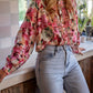 Floral Print Frill Trim Shirt - MegaSuperStar