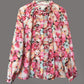 Floral Print Frill Trim Shirt - MegaSuperStar