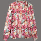Floral Print Frill Trim Shirt - MegaSuperStar