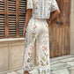Floral Print Tie - Front Top and Pants Set - MegaSuperStar