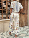 🌸 Floral Print Top and Pants Set with Tie-Front Design 🌸 thumbnail