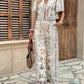 Floral Print Tie - Front Top and Pants Set - MegaSuperStar