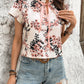 Floral Print Tie Neck Blouse for Effortless Style - MegaSuperStar
